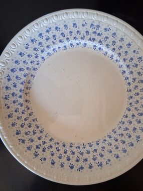 Copeland Spode Cream Ceramic Luncheon Plate with Blue Floral Band Vtg England